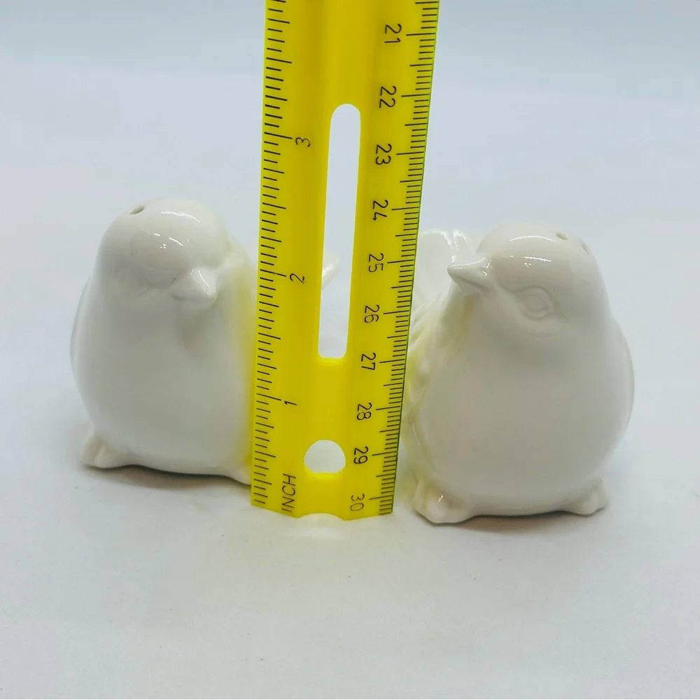 Pier1 Imports White Love Birds Salt and Pepper Shakers Porcelain Embossed Design